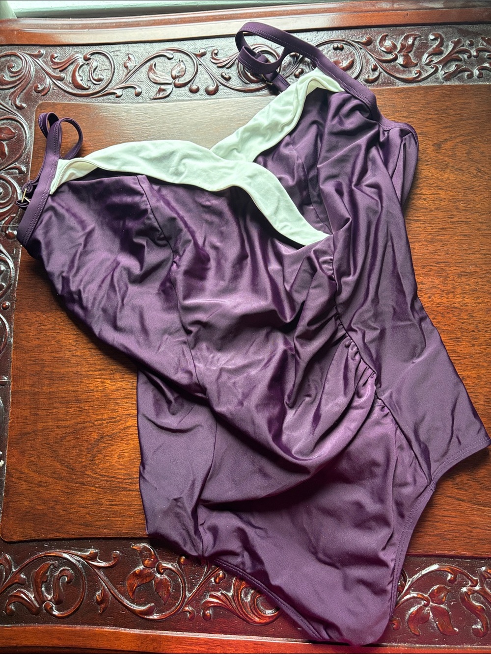 34H Panache Eggplant with Cream Accent One-Piece Bathingsuit